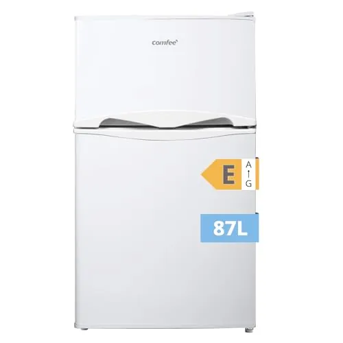 Comfee' RCT87WH2(E) Nevera Congelador de Encimera, Nevera Pequeña de 87L con Luz, Estantes Extraíbles, Termostatos Ajustables, Puertas Reversibles, Blanca