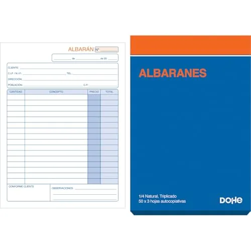 Dohe - Talonarios Albaranes 3 Copias (10 uds.) - Hoja Original y 2 Copias, 150 Hojas por Talonario, Tamaño A5 (14x21 cm), Documentos de Venta, Albaranes de Entrega, Material de Oficina
