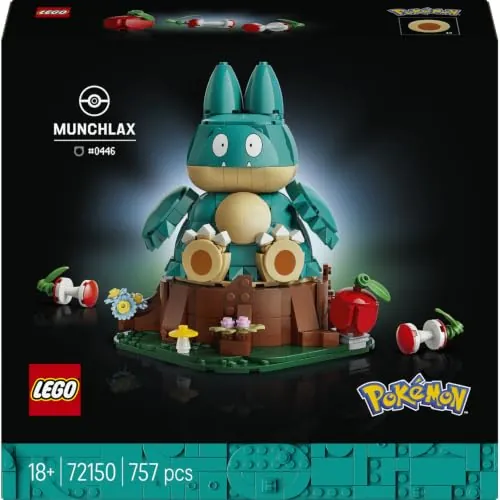 LEGO Pokémon Munchlax 72150 | Set para adultos, figura articulada con extremidades y cabeza móviles, decoración gaming, regalo gamer, 757 piezas