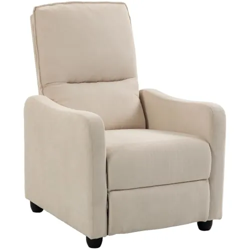 HOMCOM Sillón Relax Reclinable Sillón Reclinable Manual Reposapiés Crema