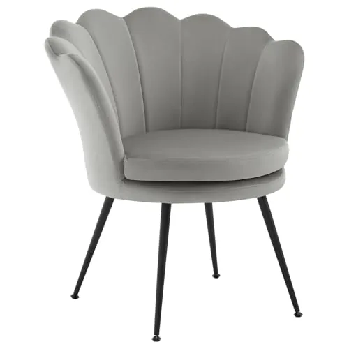 WOLTU Sillon Relax, Butacas de Salón, Patas de Metal Chapa, Gris | Sillón Lounge con Terciopelo, Cojín grueso, Pies ajustables, Dormitorio, Tocador y Recepción, Carga 150 kg