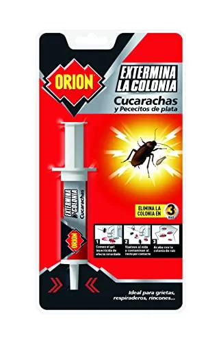 Orion - Jeringa Mata Cucarachas, Elimina el Nido y Colonia, Formato Gel de Alta Atracción, Eficacia profesional, Aplicación grietas, rendijas y zócalos, Acción Prolongada - Jeringa 8g