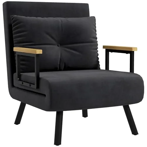 HOMCOM Sofá Cama de 1 Plaza 4 en 1 Plegable Negro