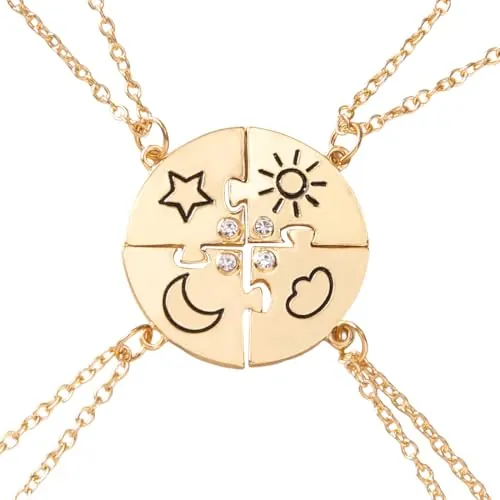 JEYORZY 4pcs Collar BFF collar de amistad, Collares para 4, para la mejor niña regalo de cumpleaños collar con colgante regalo para Niñas Collar Amistad Regalos para Mejores Amigas