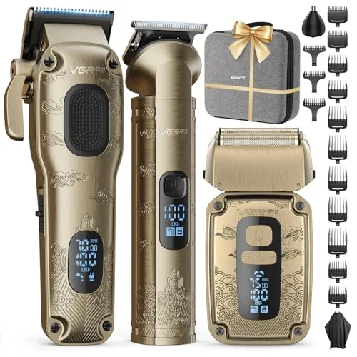 VGRPRO Set Máquina de Cortar Pelo Hombre y Trimmer y Afeitadora, Kit Hombre
