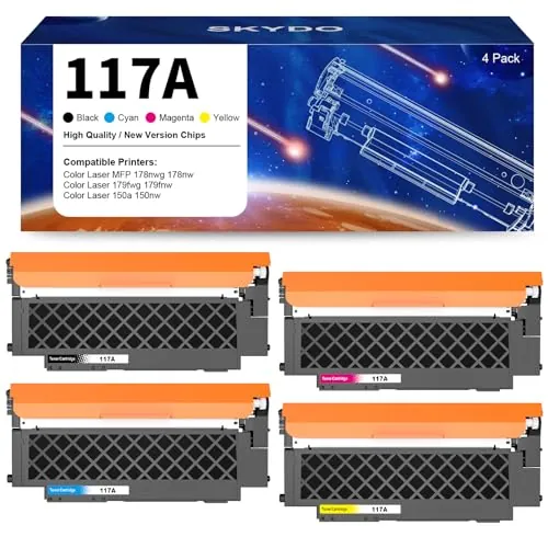 117A Toner Compatible con HP 117A Toner W2070A Cartucho de Toner 178nwg | para HP Color Laser MFP 178nwg 179fwg 179fnw, para HP 150nw 150a 178nw Toner W2071A W2072A W2073A (4 Paquetes)
