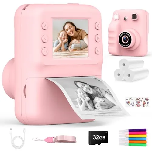Cámara de Fotos Infantil Instantánea con Impresora y Pantalla 2,4" HD