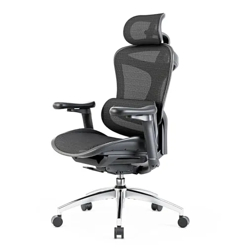 SIHOO Doro C300 Silla de Oficina Ergonómica, Soporte Lumbar Dinámico, Negro
