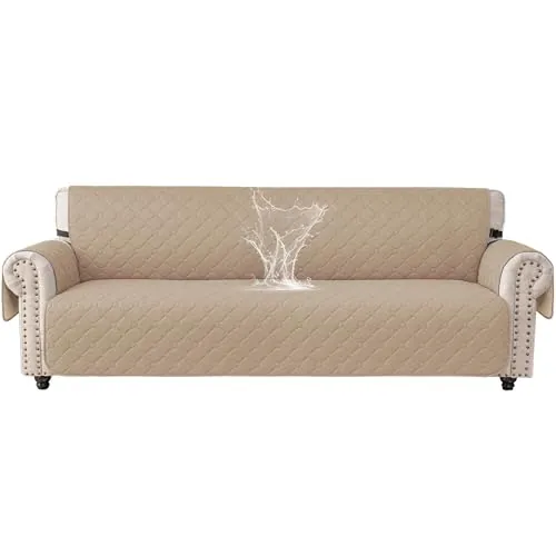 Ystyle Funda Sofa 4 Plazas con Reposabrazos, Antideslizante, Caqui
