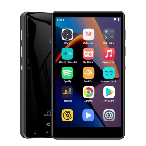 SWOFY Reproductor MP3 con Bluetooth y WiFi, pantalla táctil de 4,0 pulgadas, compatible con Spotify, Pandora, Amazon Music, Libby, Audible y navegador, memoria ampliable hasta 1 TB, color negro
