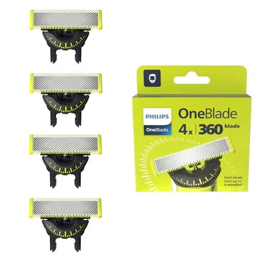 Philips OneBlade Original 360 cuchillas, compatibles con todos los mangos OneBlade y Pro, 4 unidades (modelo QP440/60)
