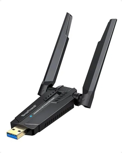 BrosTrend 5400Mbps Adaptador WiFi USB para PC Tri-Banda 6GHz y 5GHz y 2.4GHz, AXE5400 USB WiFi 6E Largo Alcance, Antena Wi-Fi USB3.0, Receptor Inalámbrico para Windows 11/10, Wi-Fi 6 Dongle MU-MIMO