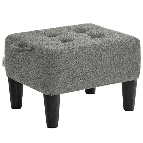 SONGMICS Reposapiés, Taburete Pequeño, Acolchado Grueso | Terciopelo, Carga hasta 150 kg, para Salón Dormitorio Entrada, Gris Pizarra, Colección MACEO LOM502G01