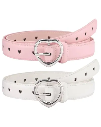 Coubeau 2 Piezas cinturón niña-Cinturón Ajustable Con Hebilla De Metal Adecuado Para Muchos Tipos De Ropa
