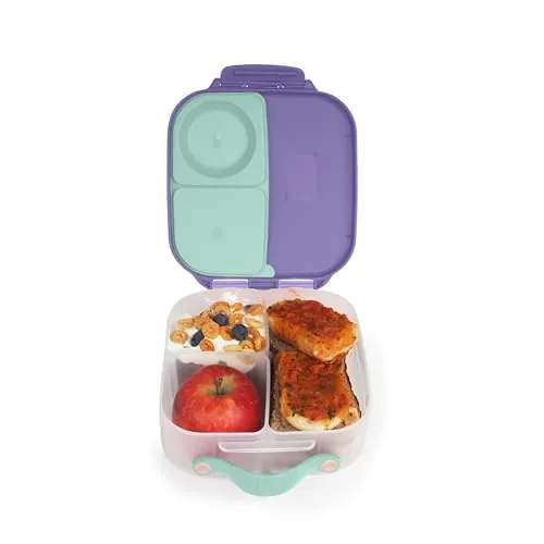 b.box Mini caja de almuerzo para niños con 3 compartimentos (2 herméticos) ideal para almuerzos y aperitivos sin BPA
