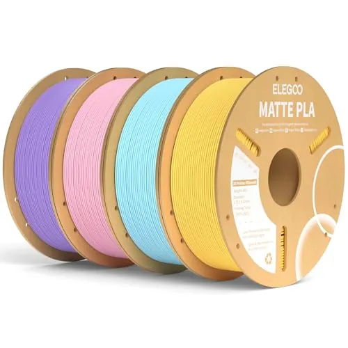 ELEGOO Filamento PLA MATE 1.75 4KG Amarillo Sol, Azul Hielo, Rosa Sakura, Morado Lavanda