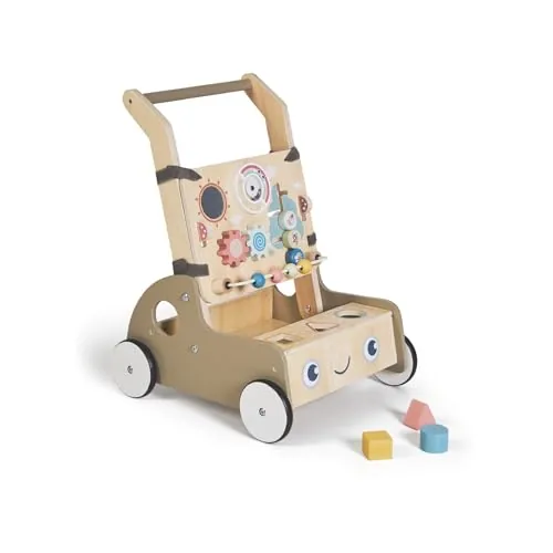 MS BabyWorld – Montessori Monti – Andador de Madera para Bebé | Correpasillos con Juguetes y Actividades | Para Primeros Pasos | Desde +12 Meses
