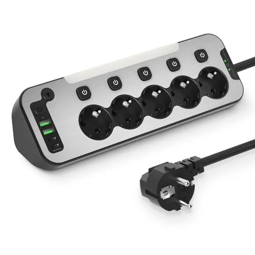 Regleta Enchufes Esquina con USB,Regleta Escritorio Proteccion Sobretension