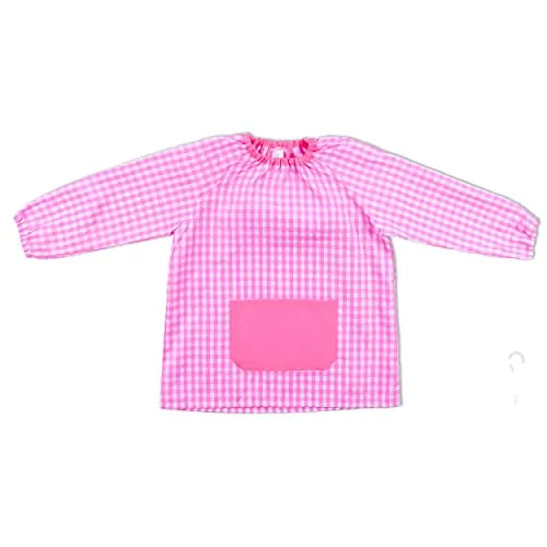 H HANSEL HOME Bata Escolar Baby Escolar Babi para Colegio Infantil Sin Botones Niño y Niña Elástica en Puño y Cuello - Rosa 2-3 años