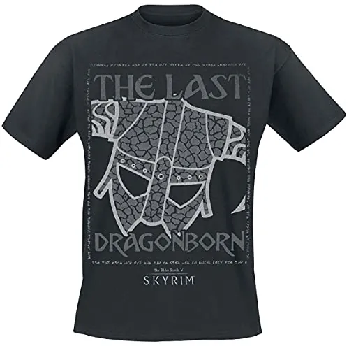 The Elder Scrolls V - Skyrim - The Last Dragonborn Hombre Camiseta Negro XL, 100% algodón, Regular