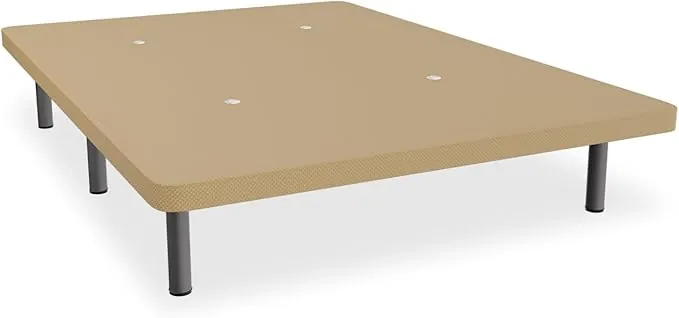 Duérmete Online - Base Tapizada Reforzada para Cama, Estabilidad y Resistencia con 5 Barras Transversales y 6 Patas metálicas roscadas de 25cm, 150 x 190, Beige