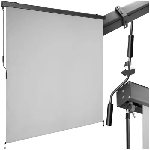 tectake® toldo Vertical Exterior Enrollable con manivela, Soporte toldo, Toldos Exterior Terraza y balcón, protección Solar y Cortavientos, Tela toldo Balcon Resistente - 180 x 250 cm Gris Claro