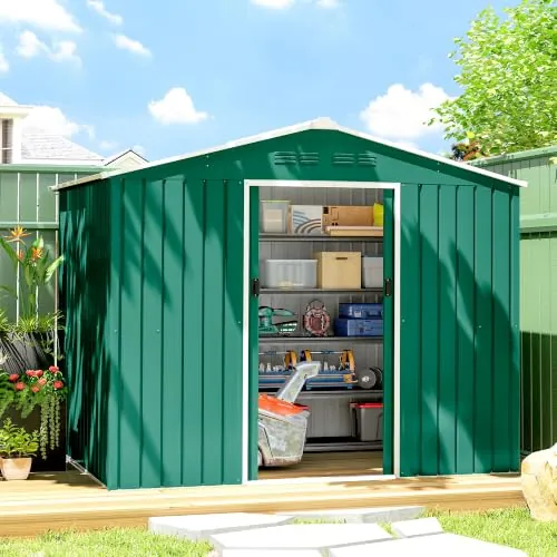Outsunny Caseta de Jardín Exterior Metálica 3,6 m² 236x174x190 cm Verde
