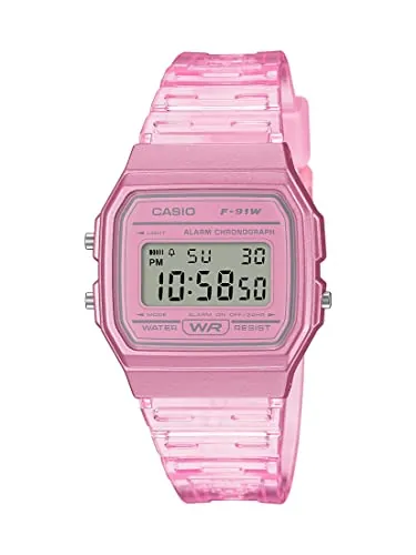 Casio Reloj de Cuarzo con Correa de Resina, Rosa, 20 (Modelo: F-91WS-4CF), Transparente Rosado, Sin tamaño, F91W