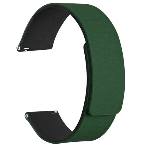 WOCCI 22mm Correa de Reloj Magnética, Silicona de Grano de Madera, Liberación Rápida (Verde+Negro)