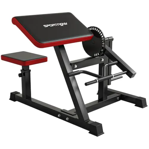 SPORTNOW Máquina de Bíceps y Tríceps 2 en 1, Banco de Curl de Predicador | Asiento Ajustable en Altura, Máquina de Curl de Bíceps y Extensión de Tríceps, 120 kg, Entrenamiento en Gimnasio Casa