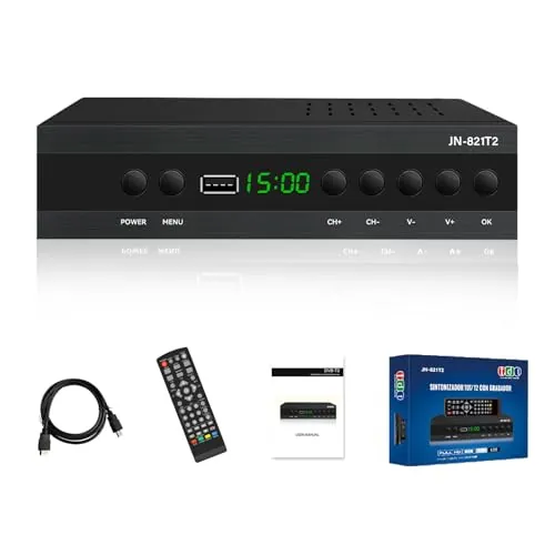 Yunucket Decoder DVB T2 Ricevitore Digitale Terrestre, 2024 MPEG 4 Full HD 1080p, Hevc H265 Master 10 Elenco Canali Dolby a 10 bit Numerati, con Cavo HDMI,Adaptador para Ver Canales HD