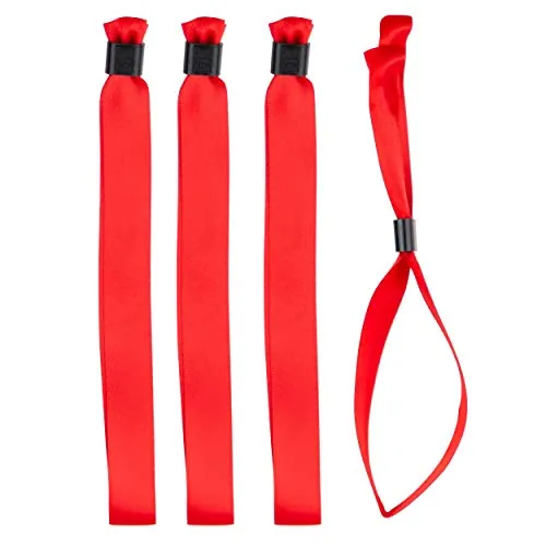 Iboo – 20 Pulseras Rojo de Tela cinta de raso - Pulseras Desechables de Identificación y Seguridad para Eventos, Fiesta - Cierre de Plástico Unidireccional