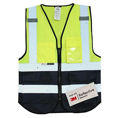 Salzmann Chaleco de Seguridad Multibolsillos | 14 Colores y 5 Tamaños | Hecho con cinta reflectante 3M