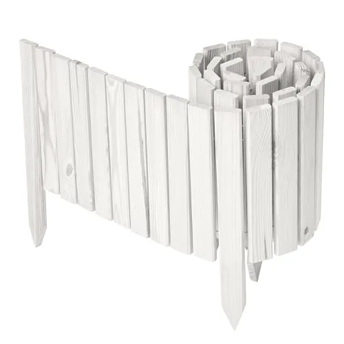 Garronda Borde Césped Madera 200 x 30 cm bordura Blanco GD-0149