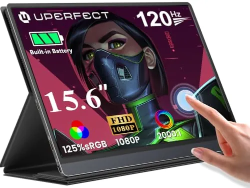 UPERFECT Monitor Portatil Táctil con 10800mAh Batería 15,6" 1080P 120Hz