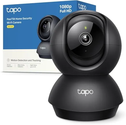 Tapo C201 - Cámara de Vigilancia Wi-Fi Interior, 1080p Pan/Tilt 360°, Detección de Movimiento, Visión Nocturna, Audio Bidireccional, Soporta microSD hasta 512 GB, Compatible Alexa/Google
