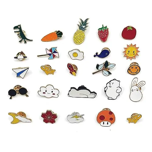 SKHAOVS 25 Piezas Color Broche de Dibujos Animados, Solapa, Lindo Esmalte Pin Alfiler, Metal Insignias para Ropa, Sombreros, Mochilas (Multi)