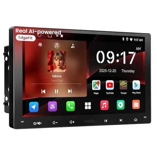 ATOTOZONE 9 Pulgadas Radio 2 DIN Android, Android Auto&CarPlay Inalámbrico, Pantalla Táctil Navegación GPS, Wi-Fi/Bluetooth/USB, DSP&EQ 24 Bandas, ChatGPT-AI, FM/Am, 2G+32G