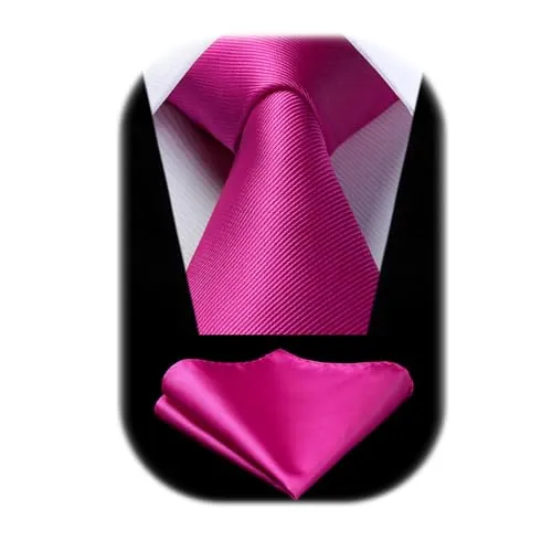 Enlision Corbata Rosa Fucsia Corbatas de Hombre Modernas Color Solido Conjunto Corbata y Pañuelo a Juego Elegantes Boda Fiesta Business