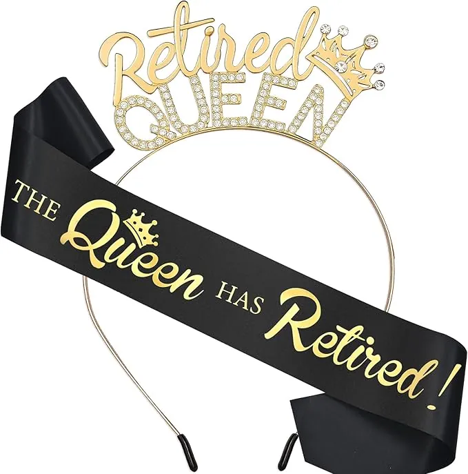 Sash, Corona para Mujer con Regalo de Jubilación, Retiro Decoración Tiara y Banda Reina
