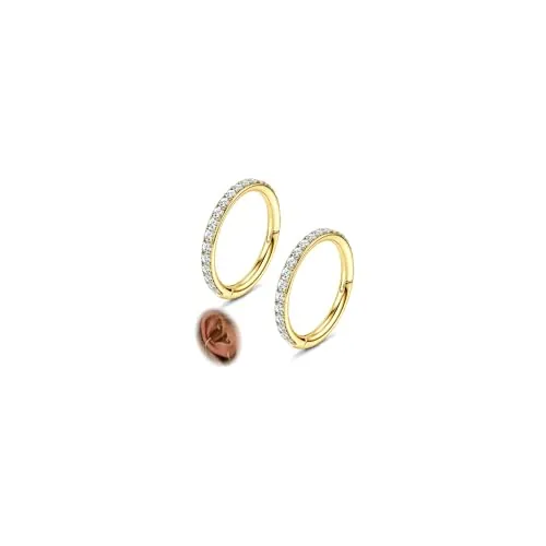 Morfetto Pendientes de Helix de Joyería Piercing Nariz Tragus Conch Aro Con Acero Quirúrgico Anillo Nasal Tabique Daith Rook Joyería Piercing Tragus HelixDorado-16G-10MM