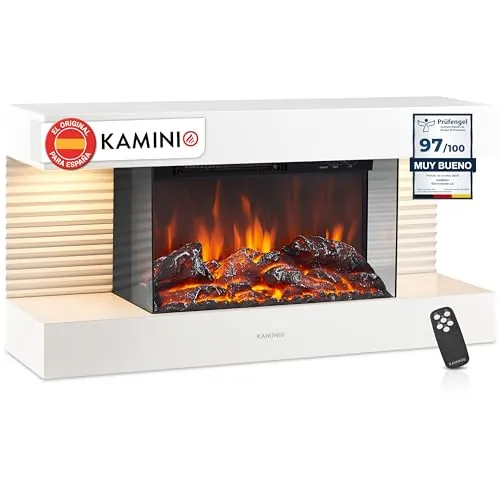 KAMINIO® Liz 82 Chimenea eléctrica de Pared con Calefactor [Blanca]