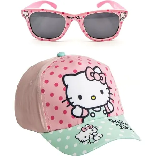 CERDÁ Gorra y Gafas Hello Kitty Set Infantil Original Unisex Verano Accesorios Protección UV Ajustable
