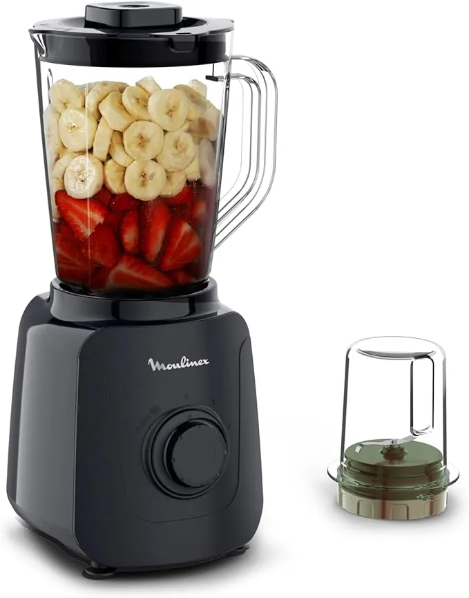 Moulinex Blendforce Essential, Batidora de vaso, Potencia de 450 W, Resultados Suaves, 2 Velocidades + Modo Pulse, Trituración de Hielo, Jarra de 1,85 L, LM4118F0