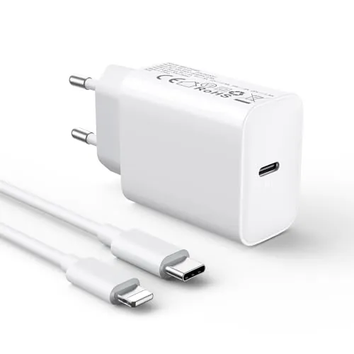 30W Cargador Carga Rapida for iPhone 14/14 Pro/14 Pro Max/14 Plus 13 12 11 SE XR X XS 8 7, iPad Air Mini, AirPods, USB C Carregador Rapido 2M Cable USBC Rápida Cabezal Pared Charger Adaptador Corrient