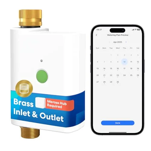 Meross MST100 Programador Riego WiFi | Hub MSH450/MSH400 Requerido | Riego Automatico & Pausa Lluvia - por App | Contador Agua y Control Remoto Exterior | Compatible con HomeKit, Alexa y Google Home