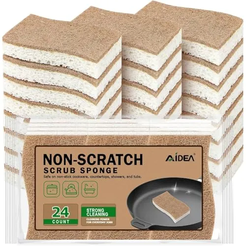 AIDEA Esponjas Naturales, 24 Unidades, esponjas de celulosa para Platos, Esponja de Limpieza