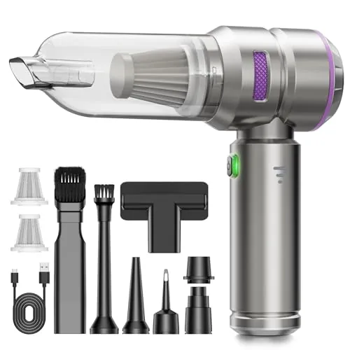 KITBEZN Aspirador de Mano, 26000PA Aspiradora de Mano Sin Cable, 4 en 1 Aspirador de Coche Potente, 3 Niveles Aspirador Coche con Motor sin Escobillas para Casa/Coche/Pelo de Mascota