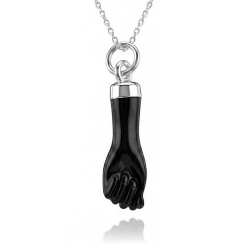 Passo Colgante mano negra con cadena de plata 925 - Amuletos de la suerte y proteccion con colgantito en color azabache - El collar higa puño o figa se envía en una caja de regalo