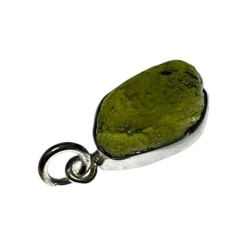 VADEINCIENSO Colgante de Plata de Ley 925 y Moldavita con Diseño Rústico Unisex Originaria de la Zona de los Volcanes con un Peso Aproximado de entre 2 y 3 Gramos